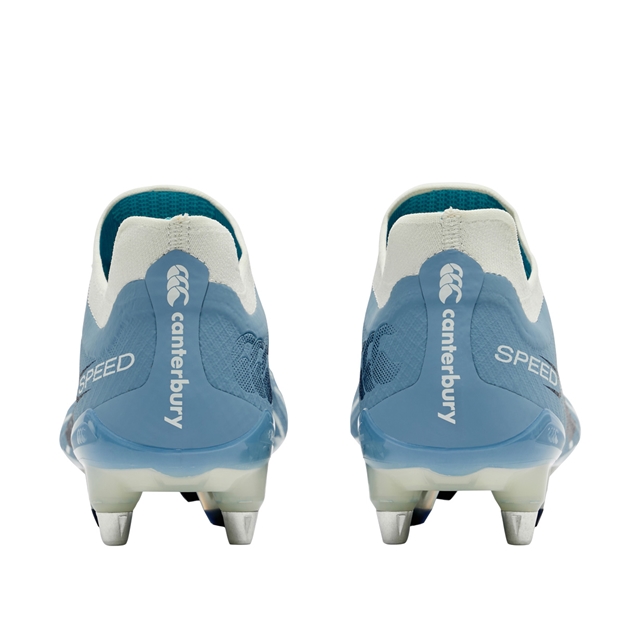 Canterbury Adults Speed Falcon 2.0 Elite Soft Ground Rugby Boots Mountain Spring Grey - Back View