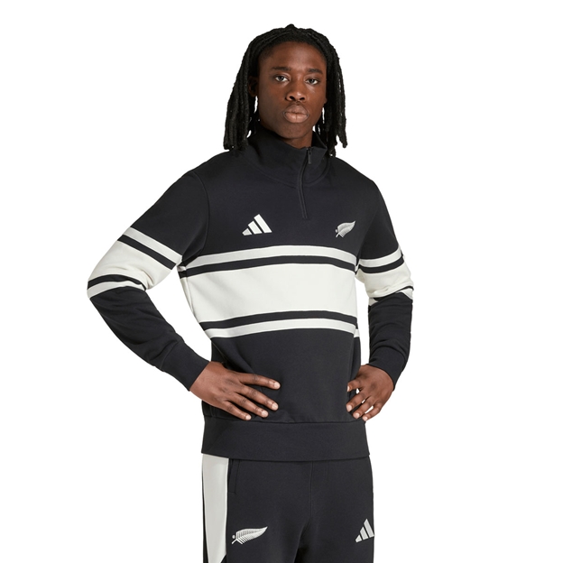 All Blacks Mens Leisurewear Quarter Zip Fleece 26/27 All Black - Model Front View