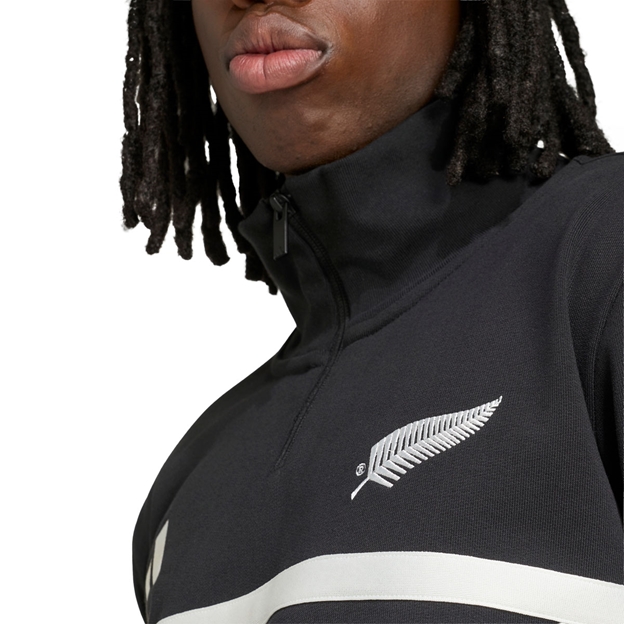 All Blacks Mens Leisurewear Quarter Zip Fleece 26/27 All Black - All Blacks Fern Logo Close-up