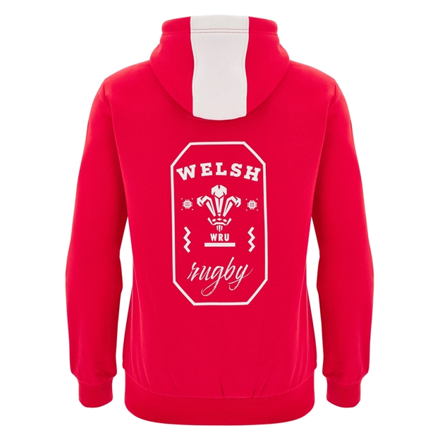 Wales Mens Fanline Hoodie 25/26 Red - Back