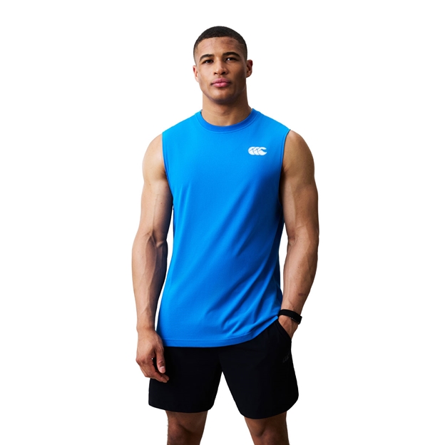 Canterbury Mens Tempo+ Training Vest Daphne Blue - Model Front View