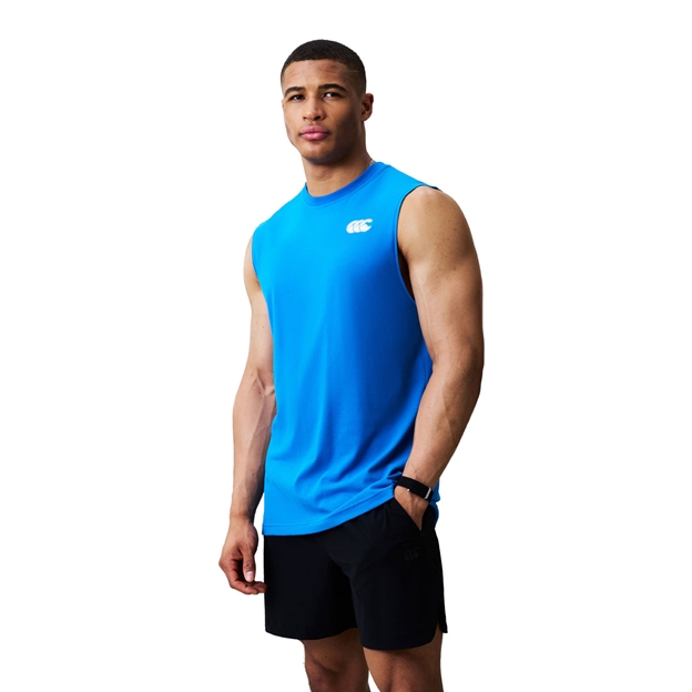 Canterbury Mens Tempo+ Training Vest Daphne Blue - Model Side View