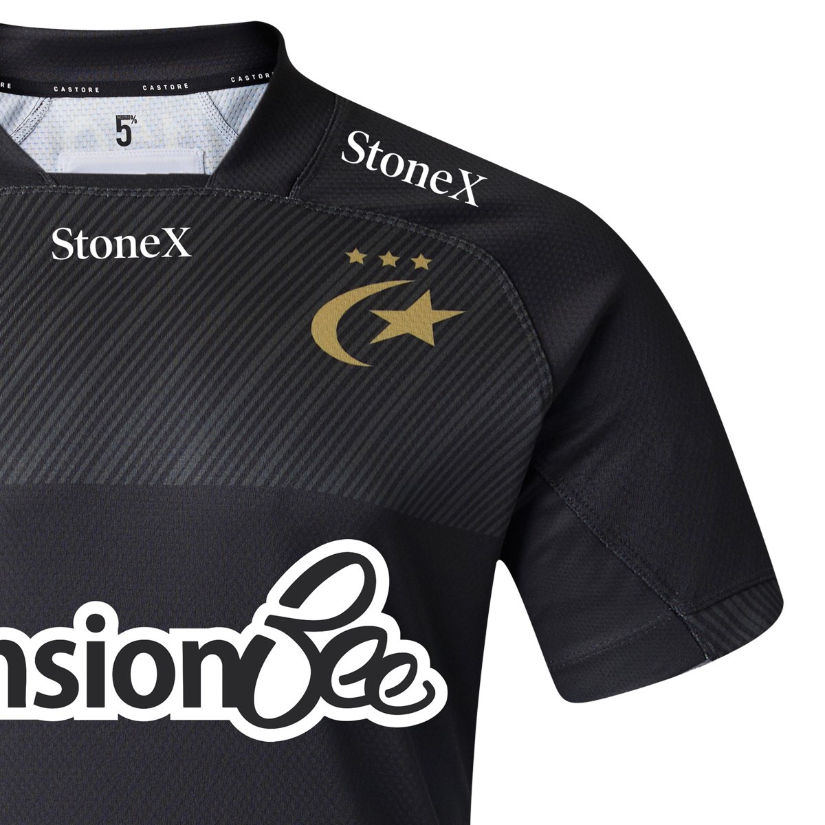 Saracens Mens Home Rugby Shirt 26/27 Caviar - Front View