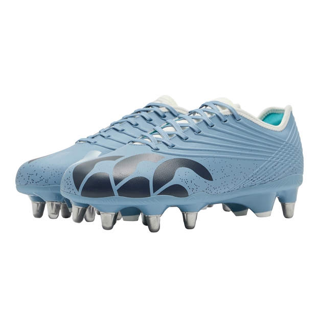 Canterbury Adults Stampede Groundbreak Pro Soft Ground Rugby Boots Mountain Spring Grey - Pair View