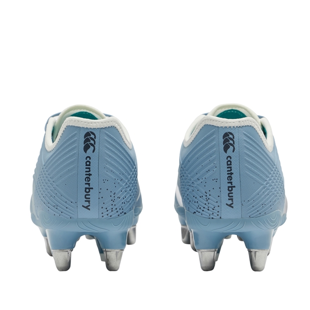 Canterbury Adults Stampede Groundbreak Pro Soft Ground Rugby Boots Mountain Spring Grey - Back View