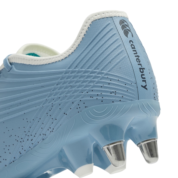 Canterbury Adults Stampede Groundbreak Pro Soft Ground Rugby Boots Mountain Spring Grey - Heel Close-up
