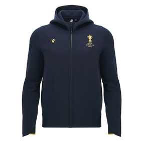 Rugby World Cup 2027 Mens Athleisure Cotton Full Zip Hoodie Navy/Gold - Front View