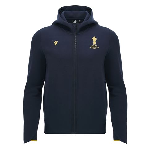 Rugby World Cup 2027 Mens Athleisure Cotton Full Zip Hoodie Navy/Gold - Front View