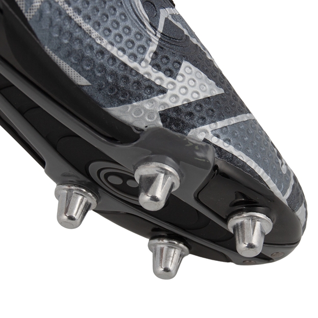 Optimum Kids Aztec Flyknit 6 Stud Soft Ground Rugby Boot Ice Grey - Forefoot Close-up