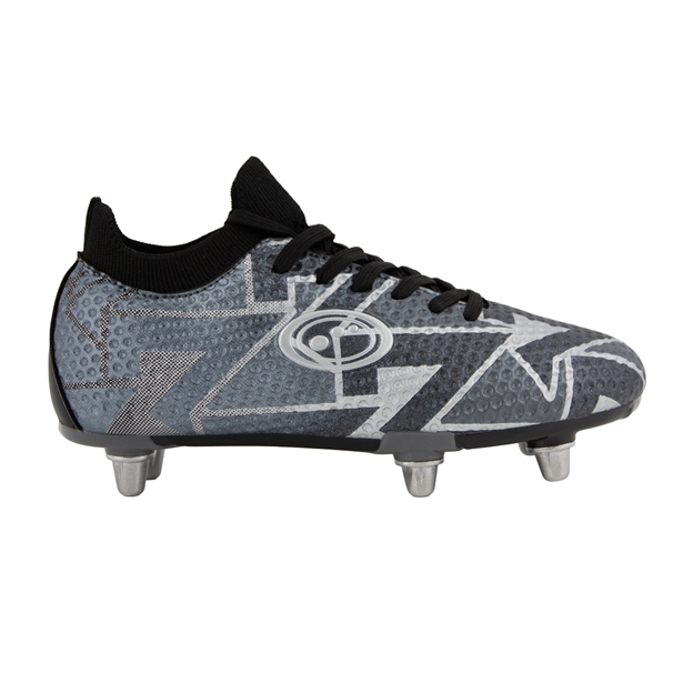 Optimum Kids Aztec Flyknit 6 Stud Soft Ground Rugby Boot Ice Grey - Outstep View