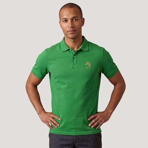 Namibia 1916 Heritage Pure Cotton Polo Bright Green - Model Front View