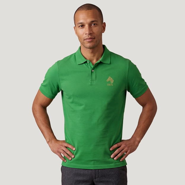 Namibia 1916 Heritage Pure Cotton Polo Bright Green - Model Front View