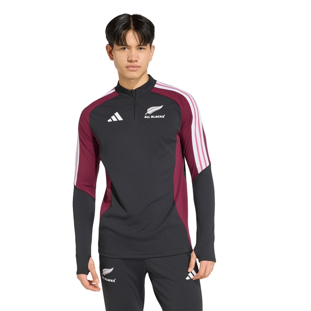 All Blacks Mens Training Quarter Zip Top 26/27 All Black - Model Front View