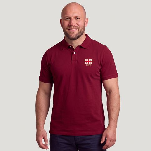 Georgia 1959 Adults Classic Cotton Polo Shirt Claret - Model Front View