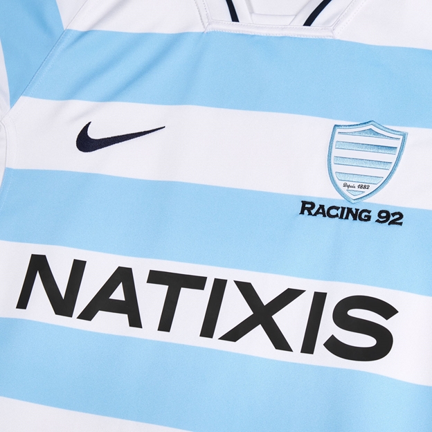 Racing 92 Mens Home Rugby Shirt 25/26 White - Front Close-up