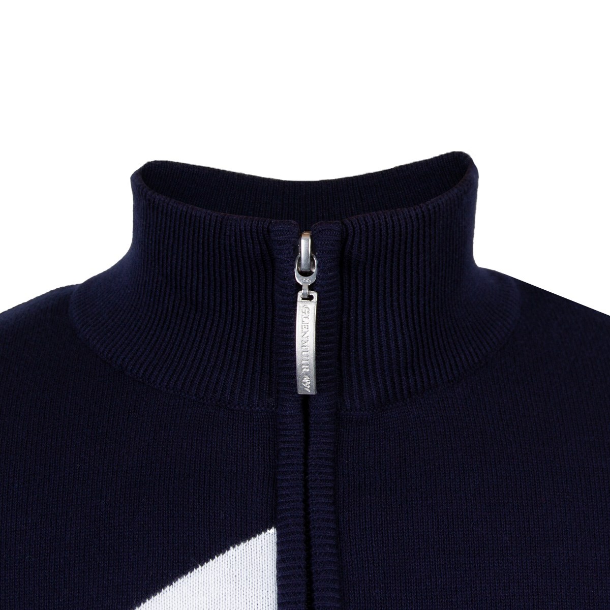 Scotland Mens Glenmuir Saltire Zip Neck Cotton Sweater Navy - Front