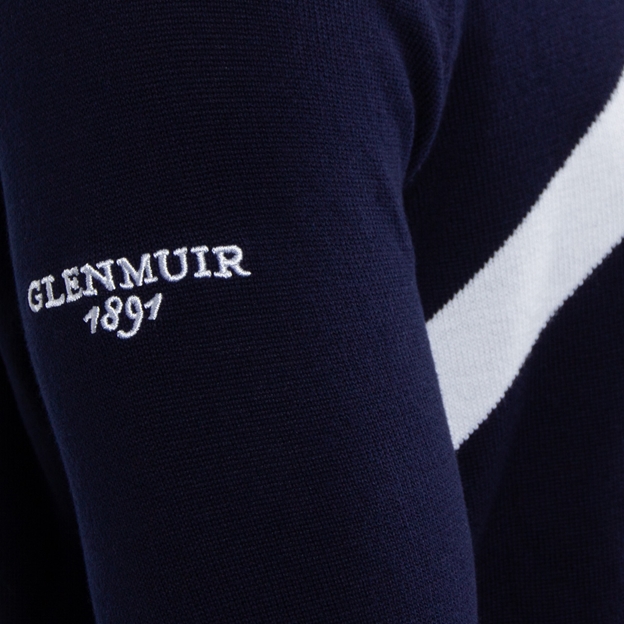 Scotland Mens Glenmuir Saltire Zip Neck Cotton Sweater Navy - sleeve