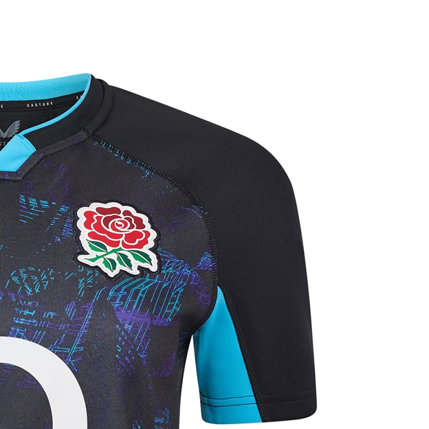 England Womens Away Rugby Shirt 25/26 Black - RFU Rose