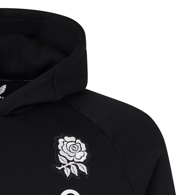 England Mens Off Pitch Hoodie 26/27 Castore Black - Embroidered RFU Rose