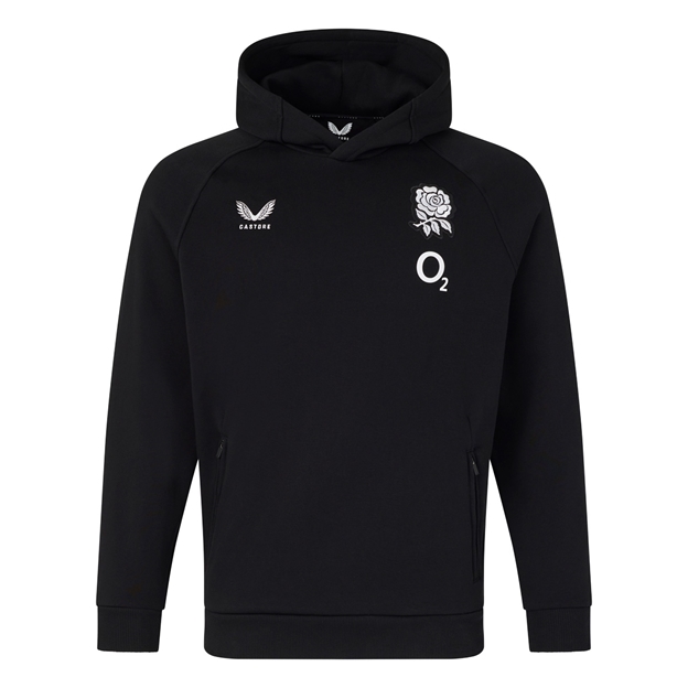 England Mens Off Pitch Hoodie 26/27 Castore Black - Front View