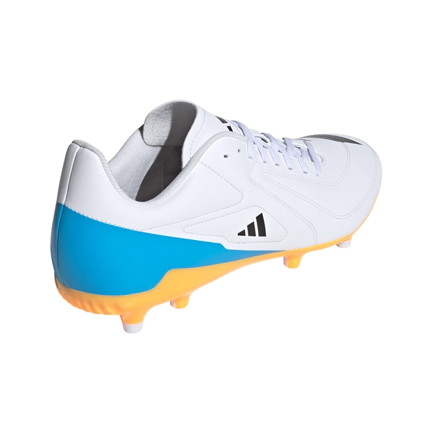 adidas Adults RS-15 Firm Ground Rugby Boots White - Back View
