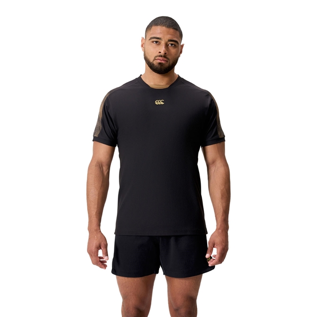 Canterbury Mens Tempo Drill Top Black Back - Model Front View