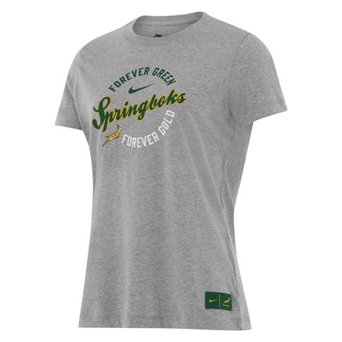 South Africa Springboks Womens Forever T-Shirt 26/27 Dark Grey Heather - Front View