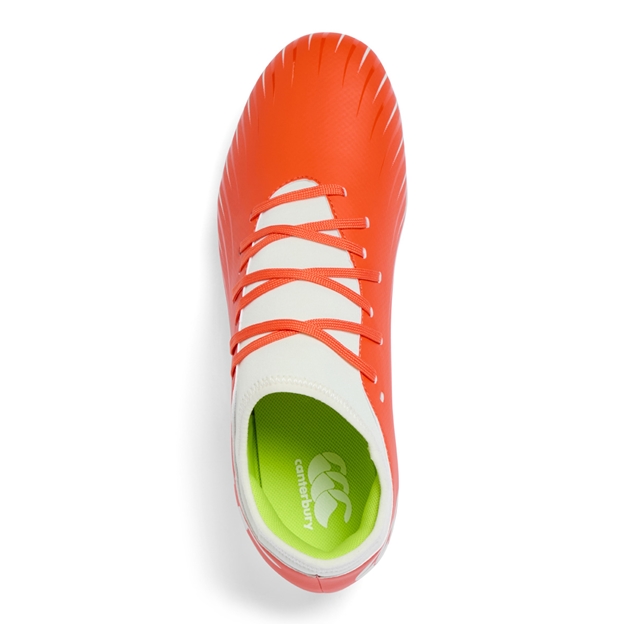 Canterbury Adults Speed Falcon Team Firm Ground Rugby Boots Orange - Top View