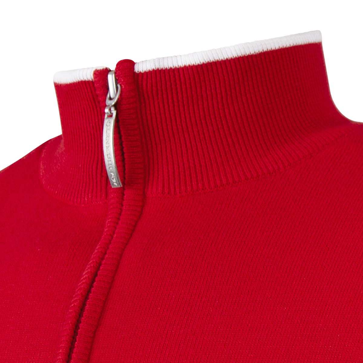 Wales Mens Glenmuir Welsh Dragon Zip Neck Cotton Sweater - Front
