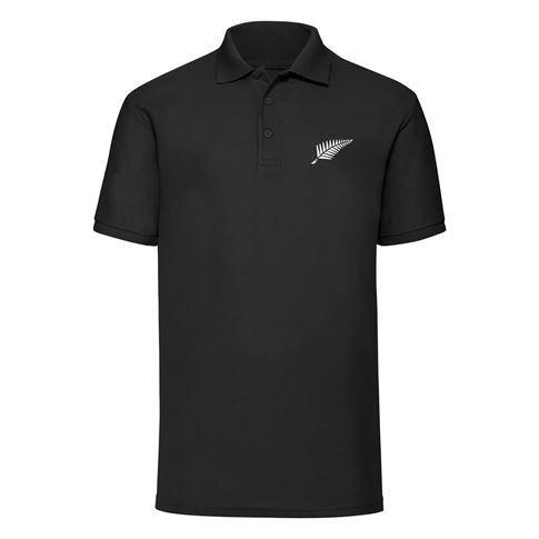 New Zealand Mens Classic Polo Shirt Black - Front View