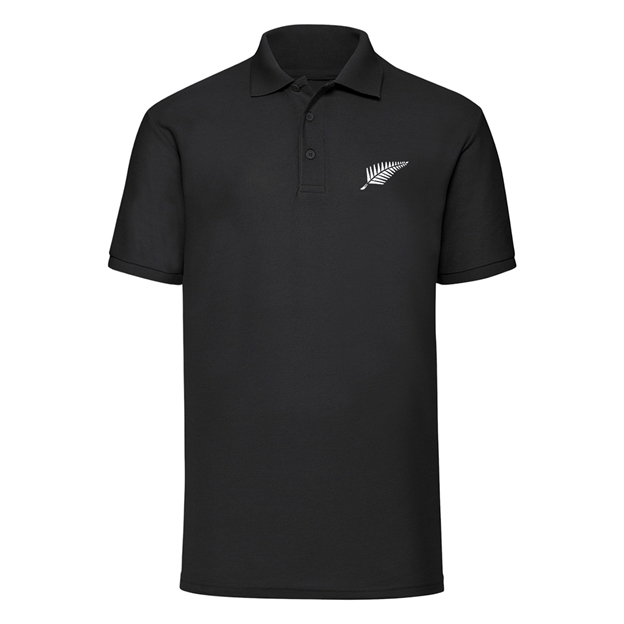 New Zealand Mens Classic Polo Shirt Black - Front View