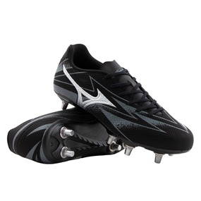 Mizuno Adults Waitangi Pro Firm Ground Rugby Boots Bright Black - Front View