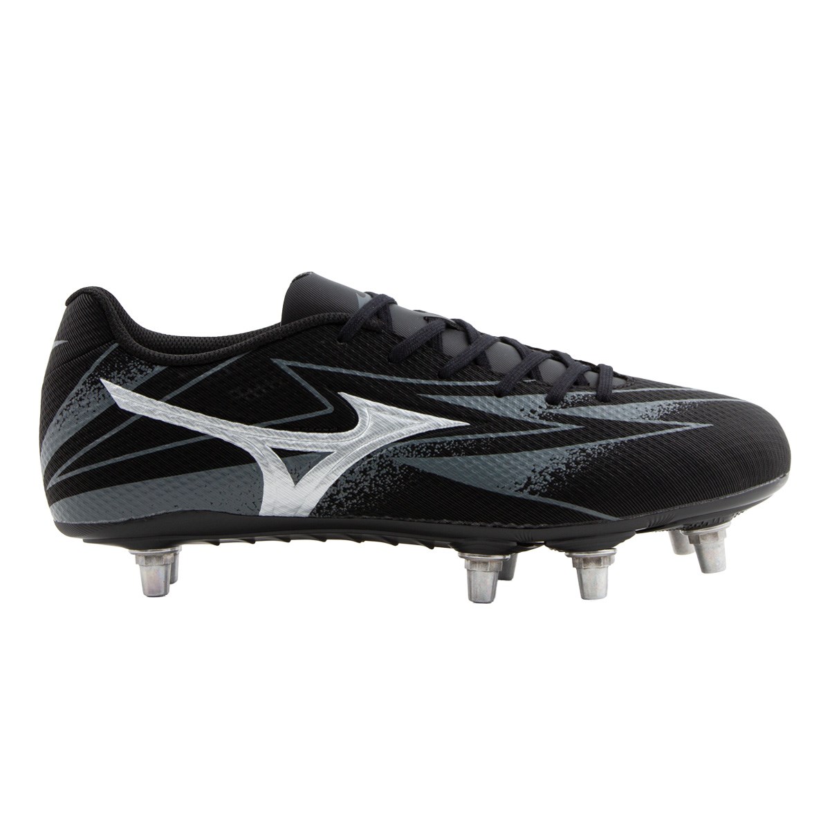 Mizuno Adults Waitangi Pro Firm Ground Rugby Boots Bright Black - Front View
