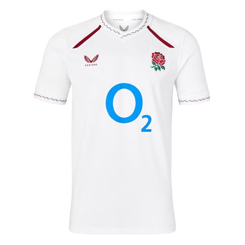 England Mens Home Rugby Shirt 26/27 Brilliant White - Front View