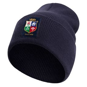 British and Irish Lions Adults Peak Beanie 26/27 Obsidian - Front View