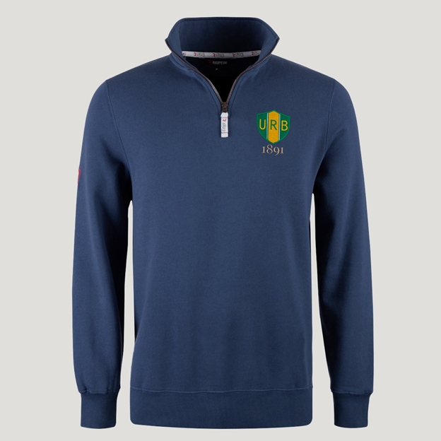 Brazil 1891 Quarter Zip Sweatshirt Petrol Blue - Front View