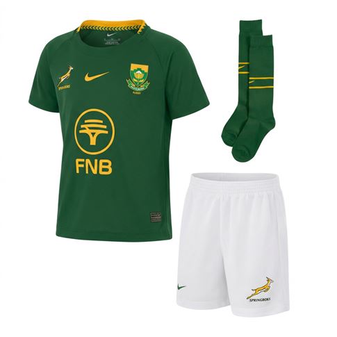 South Africa Springboks Infants Home Rugby Kit 26/27 Gorge Green - Full Kit View