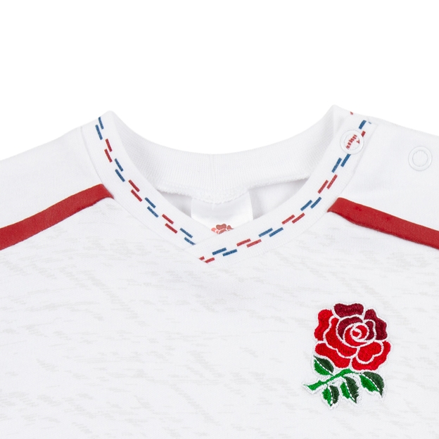 England Baby Home Romper suit & Bucket Hat 26/27 White - Collar Close-up