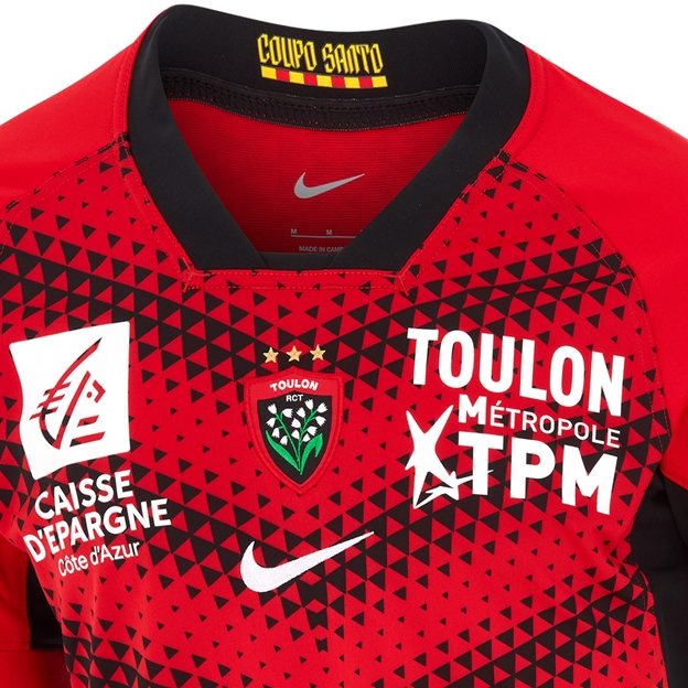 RC Toulon Mens Home Rugby Shirt 25/26 Red - Front Close-up
