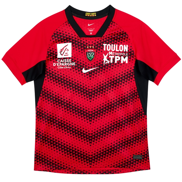 RC Toulon Mens Home Rugby Shirt 25/26 Red - Flatlay