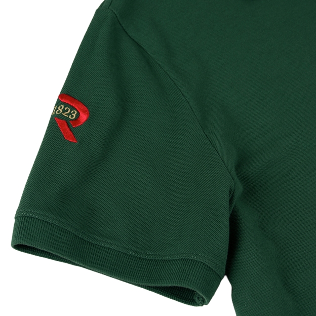 Zimbabwe 1981 Heritage Polo Shirt Bottle Green - Sleeve Close-up