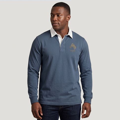 Namibia 1916 Adults Heritage Rugby Shirt Petrol Blue - Model Front View