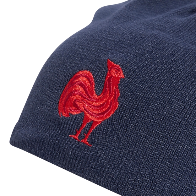 France Adults Beanie 26/27 Shadow Navy - FFR Detail Close-up