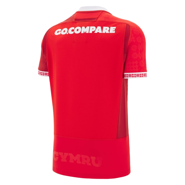 Wales Mens Home Rugby Shirt Slim Fit 25/26 Red - Back