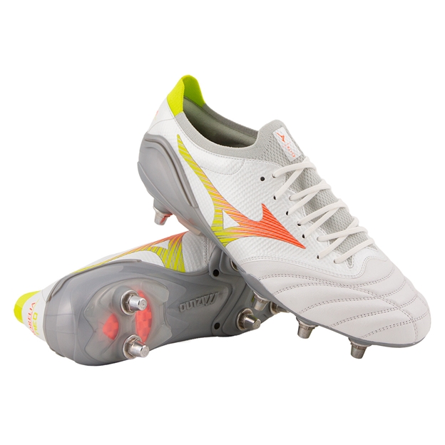 Mizuno Adults Morelia Neo V β Elite SI Soft Ground Rugby Boots White - Front View