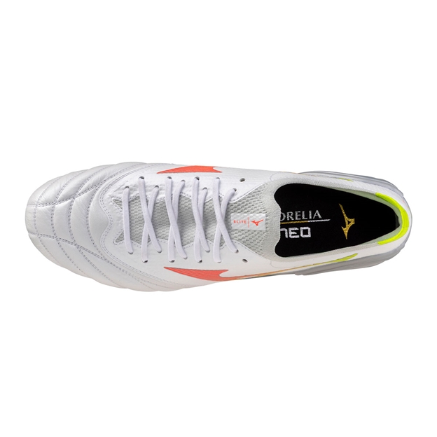 Mizuno Adults Morelia Neo V β Elite SI Soft Ground Rugby Boots White - Top View