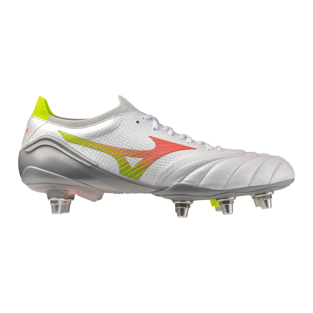 Mizuno Adults Morelia Neo V β Elite SI Soft Ground Rugby Boots White - Instep View