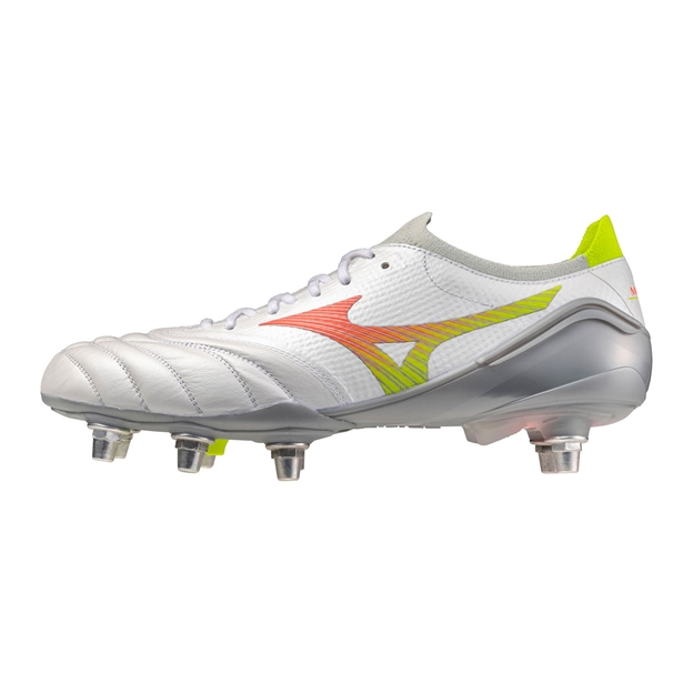 Mizuno Adults Morelia Neo V β Elite SI Soft Ground Rugby Boots White - Outstep View
