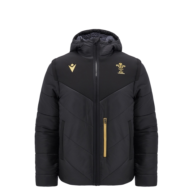Wales Kids Padded Bomber Jacket - Black 2025 - Front