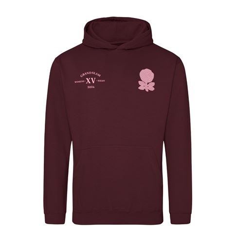 England Grand Slam 2026 Kids Hoodie Burgundy - Front View